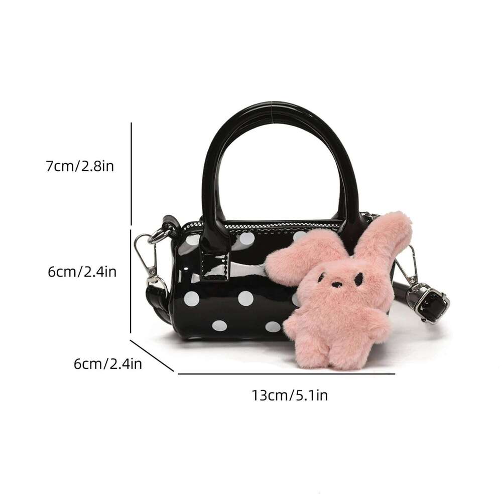 2025 New Cute Polka Dot Hand-Held Cylinder Fashionable High-End Shoulder Niche Design Commuting Crossbody Boston Bag