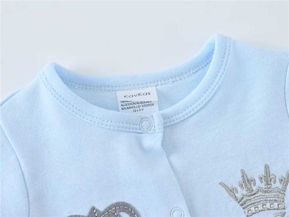2024 Autumn 3 Pcs/lot Baby Boy Clothes Set 3M 6M 9M 100% Cotton Blue Crown Design Newborn Jumpsuit Z250712