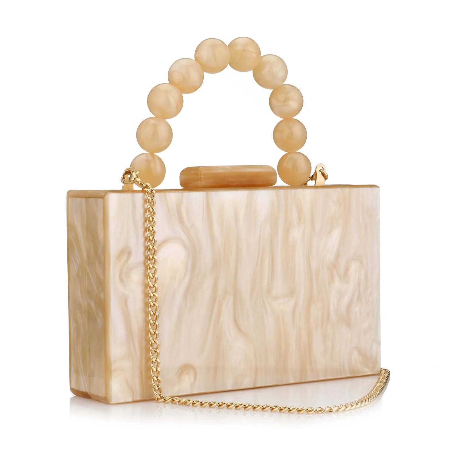 Lady Handbag Acrylic Pearl Banquet Bag Shopping Wedding Beach Evening Party Fashion Square Hand Bags PVC Women Purse 250708