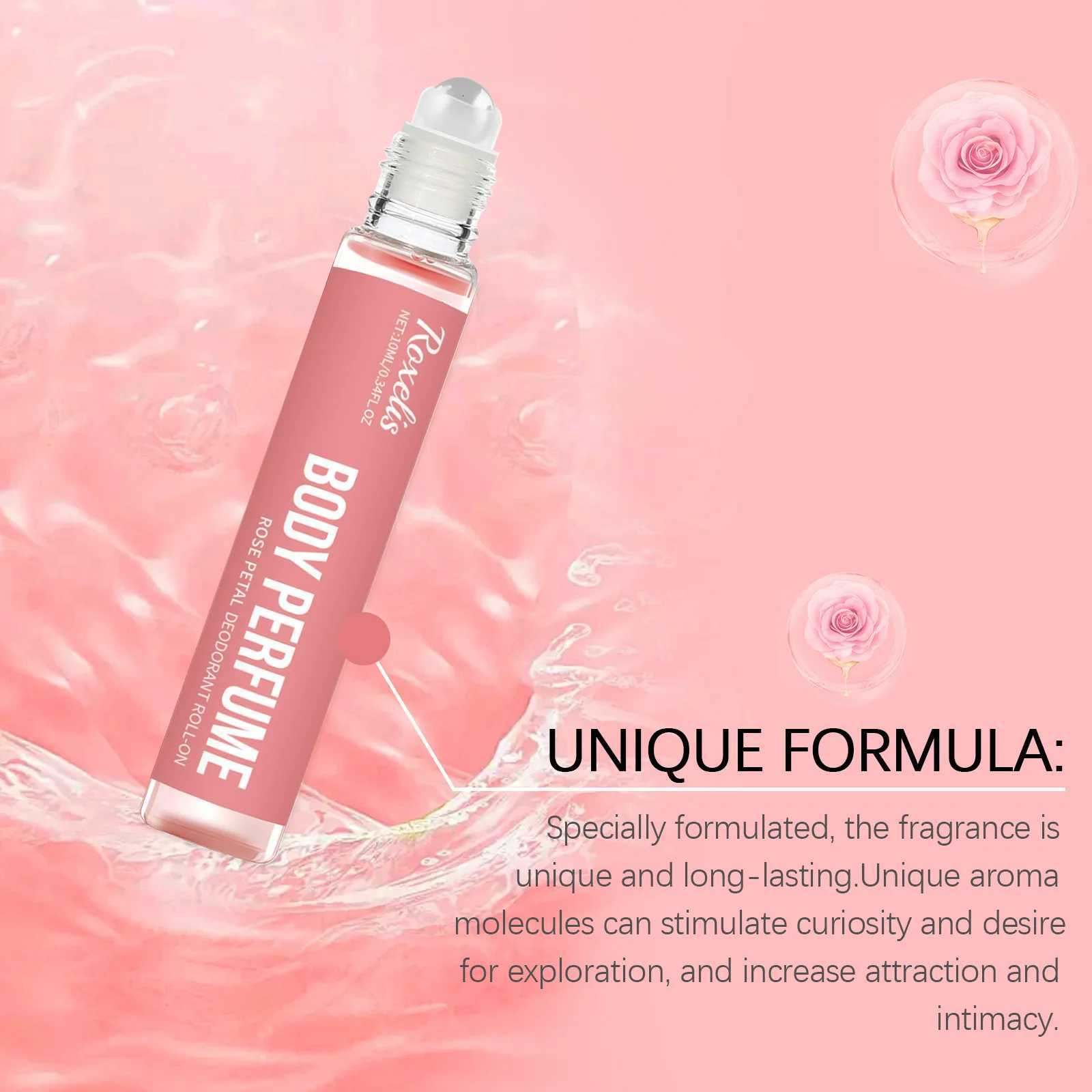 Roxelis 10ml Rose Body Perfume Roller Ball Fresh Elegant Flirting Seduction Scent Charming Pheromone Party Dating Rose Perfume W250712