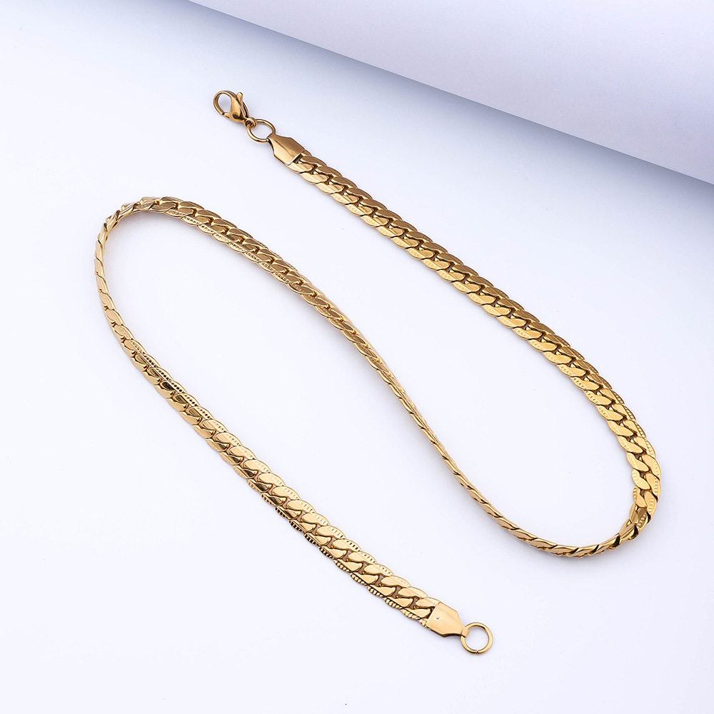 Luxury Jewelry Designer Jewelry European And American Men's Titanium Steel Encrypted Flat NK Embossed Chain Hip Hop Trendy Accessories Women'