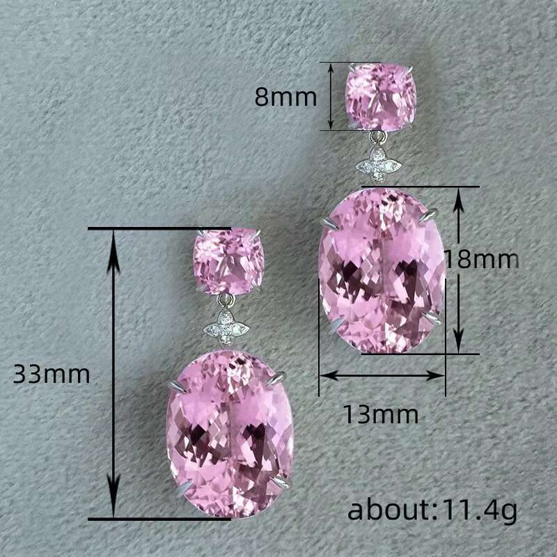 New Pink Inlaid Zircon Earrings Womens Fashion Small Cross Link Exquisite Fashion Medium to Long Swinging Jewelry