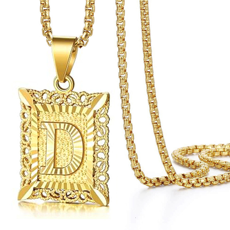 Luxury Jewelry Designer Jewelry Cross-border Jewelry Chain Men's English 26 Letter Pendant Accessories Square Hollow Couple Letter Necklace Women