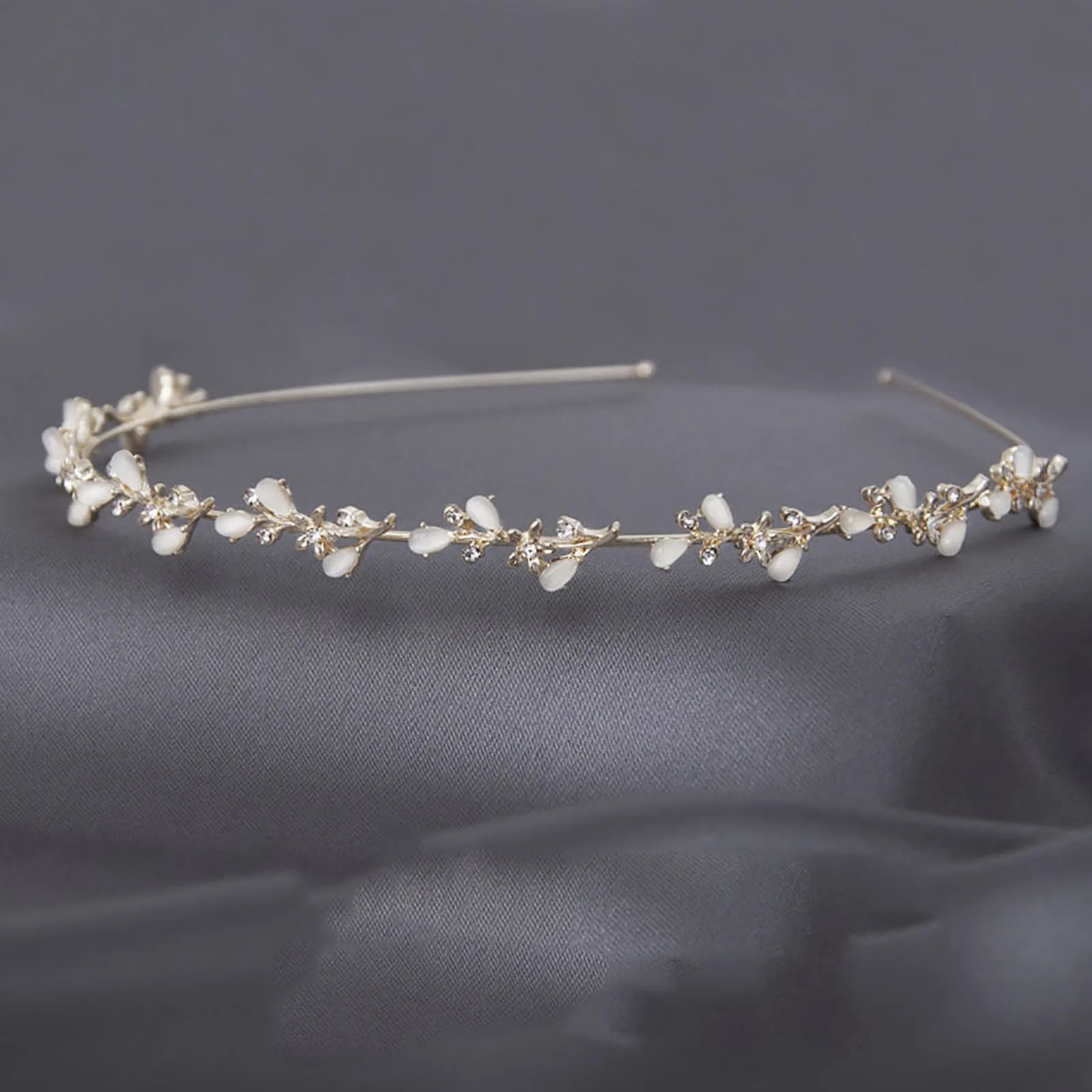Girls Hair Hoop Opal Headbands Bride Tiaras Seweet Silver Color Hairband Elegant Lady Wedding Crown Princess Prom Hair Jewelry 250711