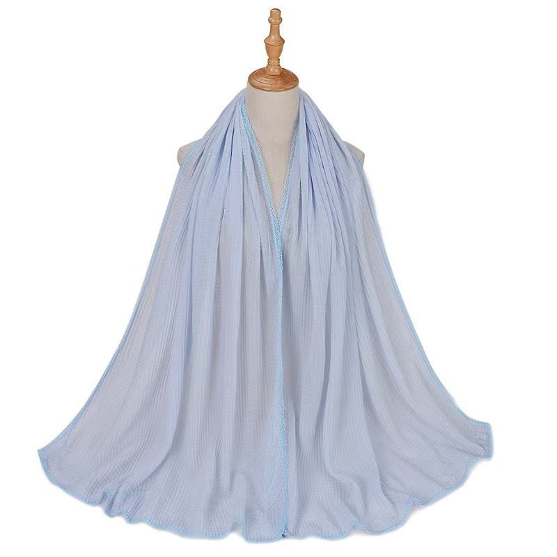 T1206 Malaysia new imitation cotton and linen lace scarf honeycomb wrinkled headband yarn