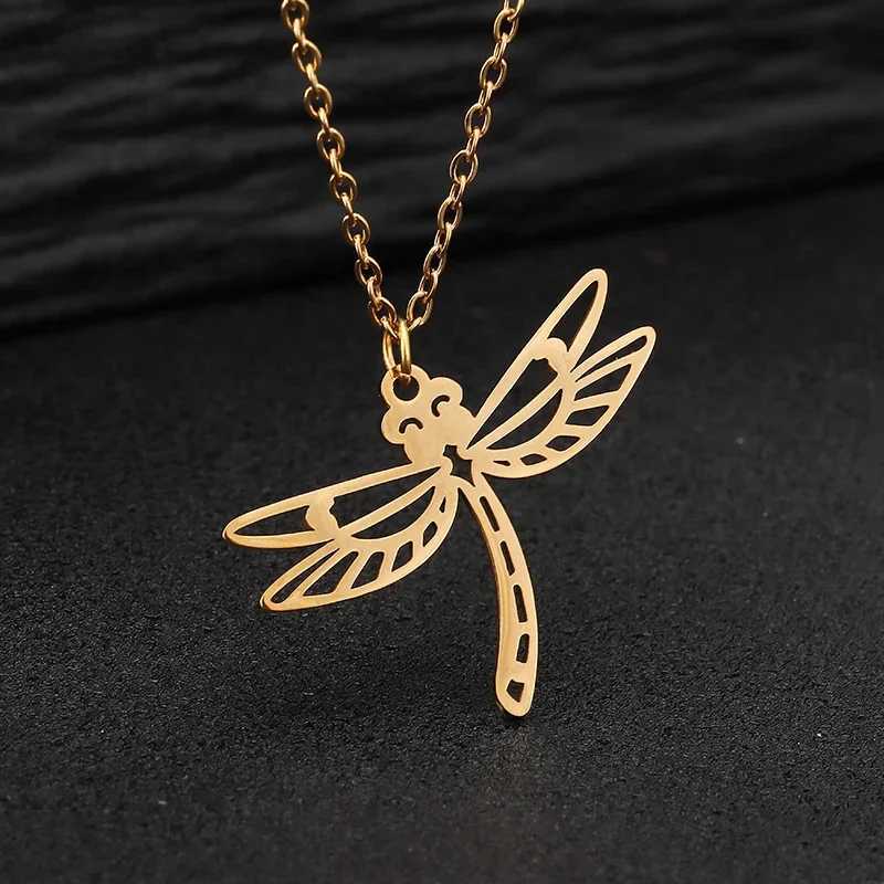 Stainss Steel Necklace For Wen Girls Geetric Hollow Dragoy Pendant Chain Choker Necklaces Party Jewelry Gifts W250712