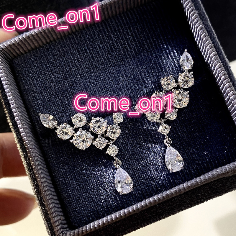 Angel Wing Feather 925 Silver Plated Zircon Diamond Engagement Wedding Cc Drop Stud Earrings for Women
