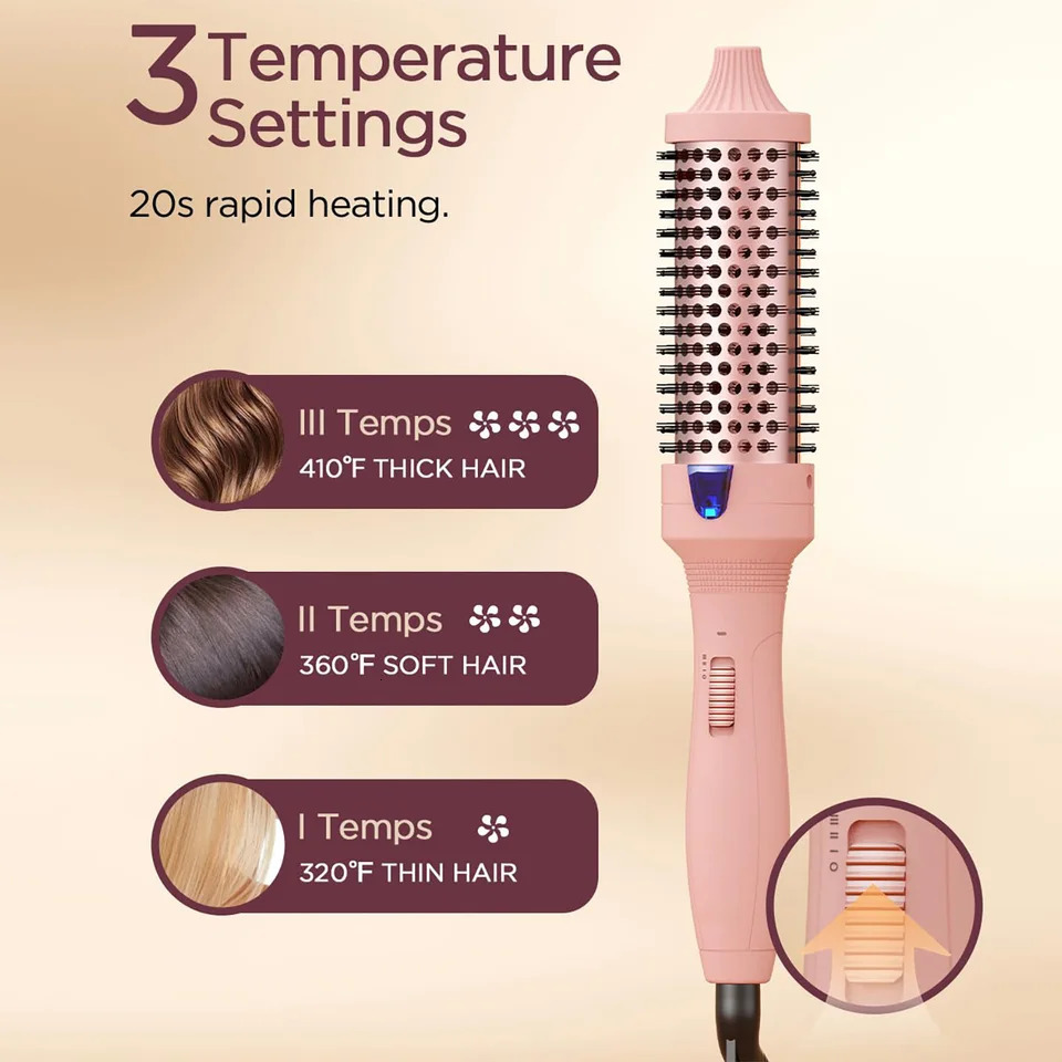 Thermal Brush for Blowout Look 1.5 Inch Negative Ion Heated Round Brush Curling Iron for Straightening Curling Styling Travel 250712