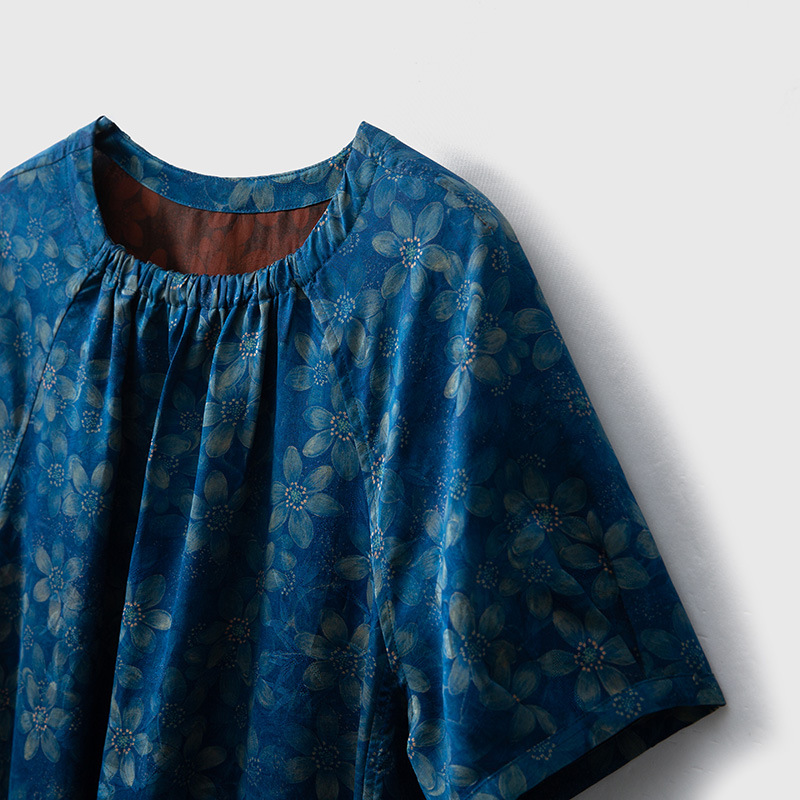 D6140 Design sense neckline female 100 mulberry silk Xiangyun yarn silk dress lace waist skirt