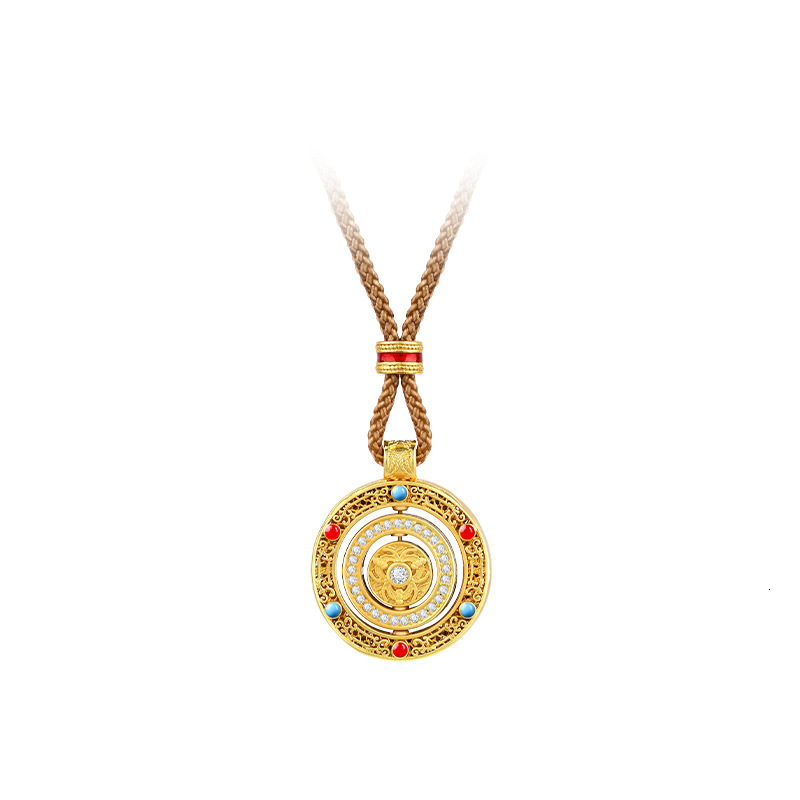 Luxury Jewelry Designer Jewelry Tiktok Hot-selling Wei Xue Same Style Gold-plated Ancient Inlaid Red Green Fortune In Front Of Eyes Rotatable Round Pe