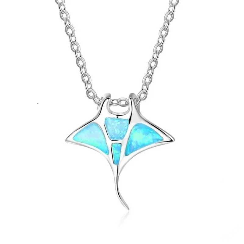 Manta Ray Fish Pendant Necklace Chains Marine Organism Sea Fish Crystal Stone Choker Necklaces Wen Jewelry Accessories W250712