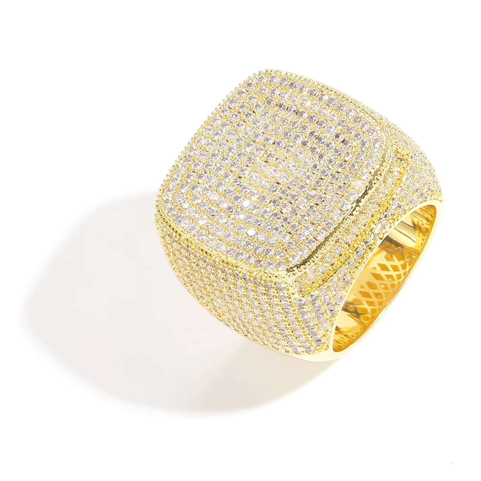Hip Hop Trending CZ Diamond Rings Silver Gold Plated Brass Micro Pave CZ Stone Square Shaped Ring for Women Jewelry