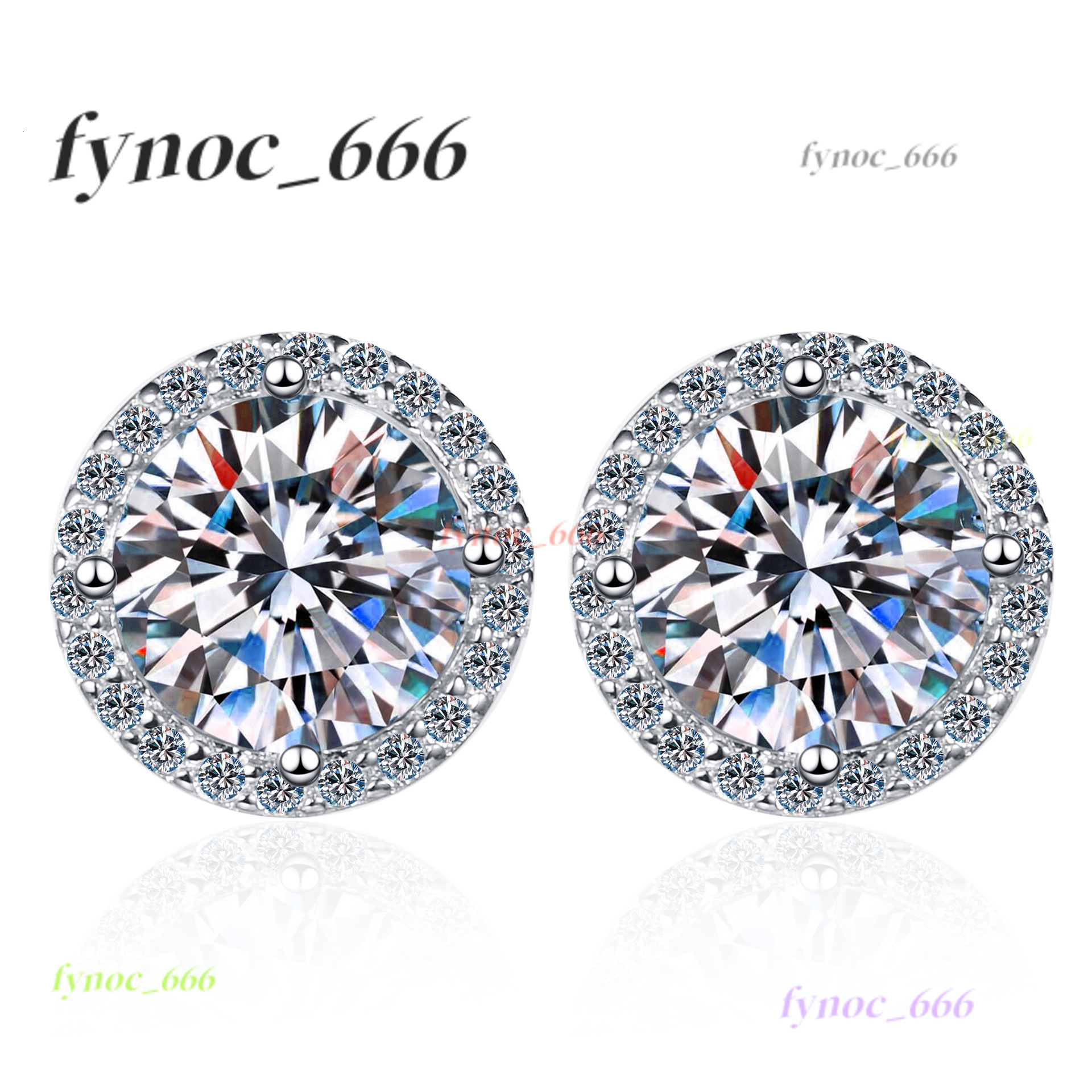 Fine Jewelry 1-4ct VVS Diamond Studs Earrings Orbicular Square S925 Sterling Silver Moissanite Sterling Silver Studs VVS Diamond