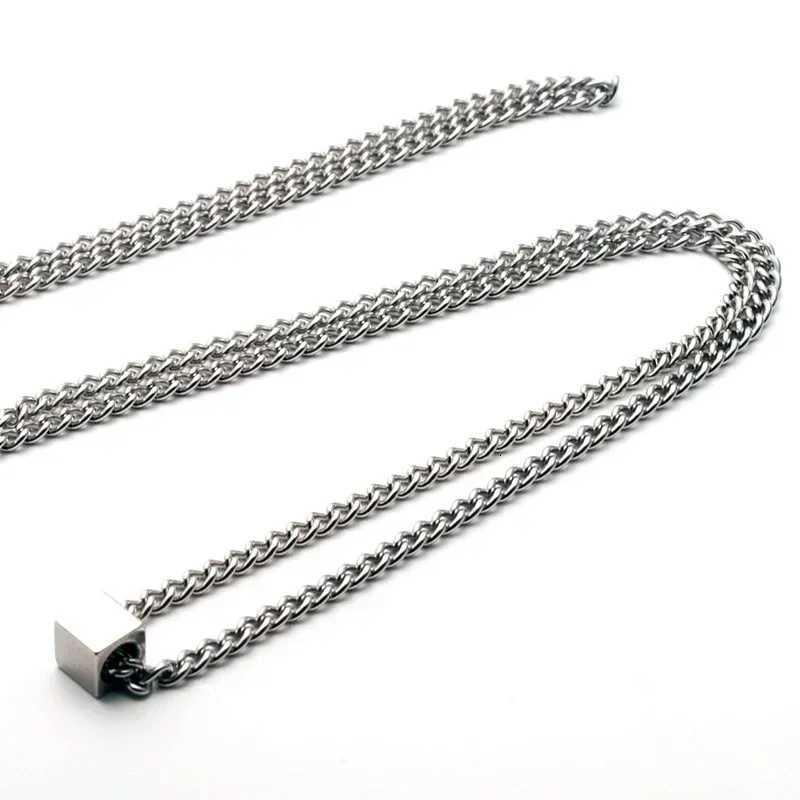 Stainss Steel Necklaces Geetric Square Cube Simplicity Sty Fashion Pendant Chain Necklace for Men Wen Jewelry Party W250712