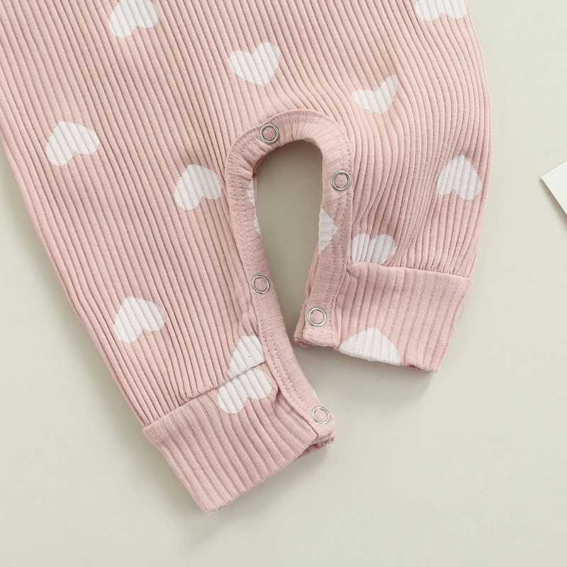 Newborn Baby Girls Valentines Day Romper Ruffle Ribbed Bodysuit Heart Jumpsuit with Headband Valentine Outfits 0-18M Z250712