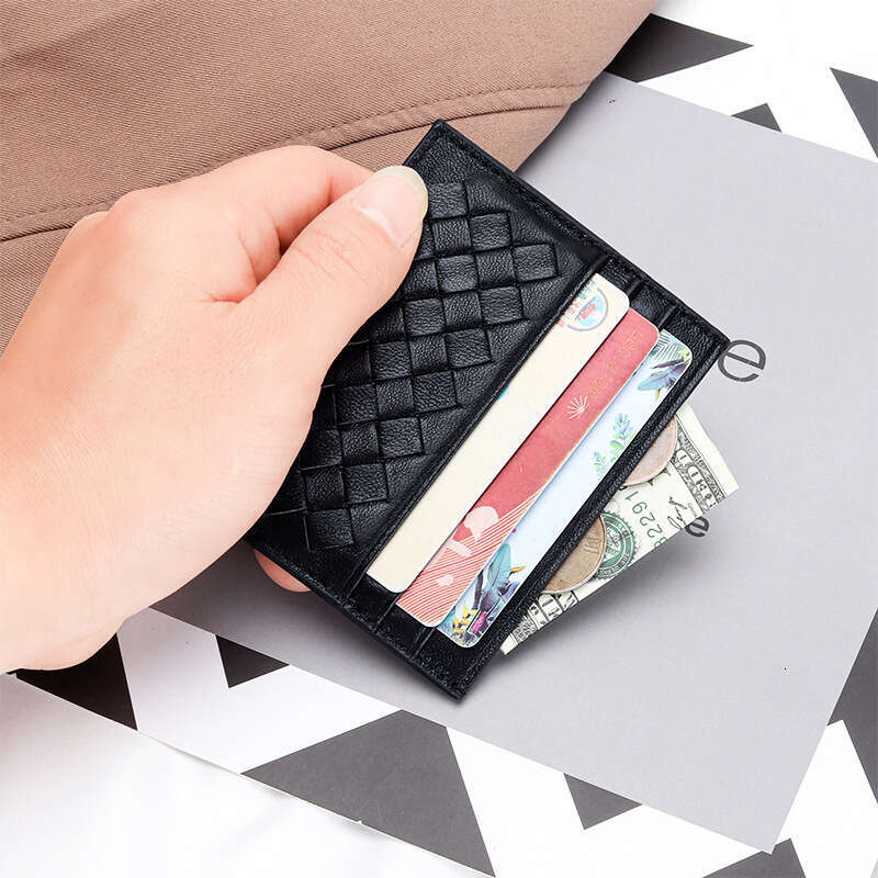 Ultra-thin Mini Sheepskin Women's Credit Fashionable Bus Multi-card Slot Men's Woven Card Holder ID Case