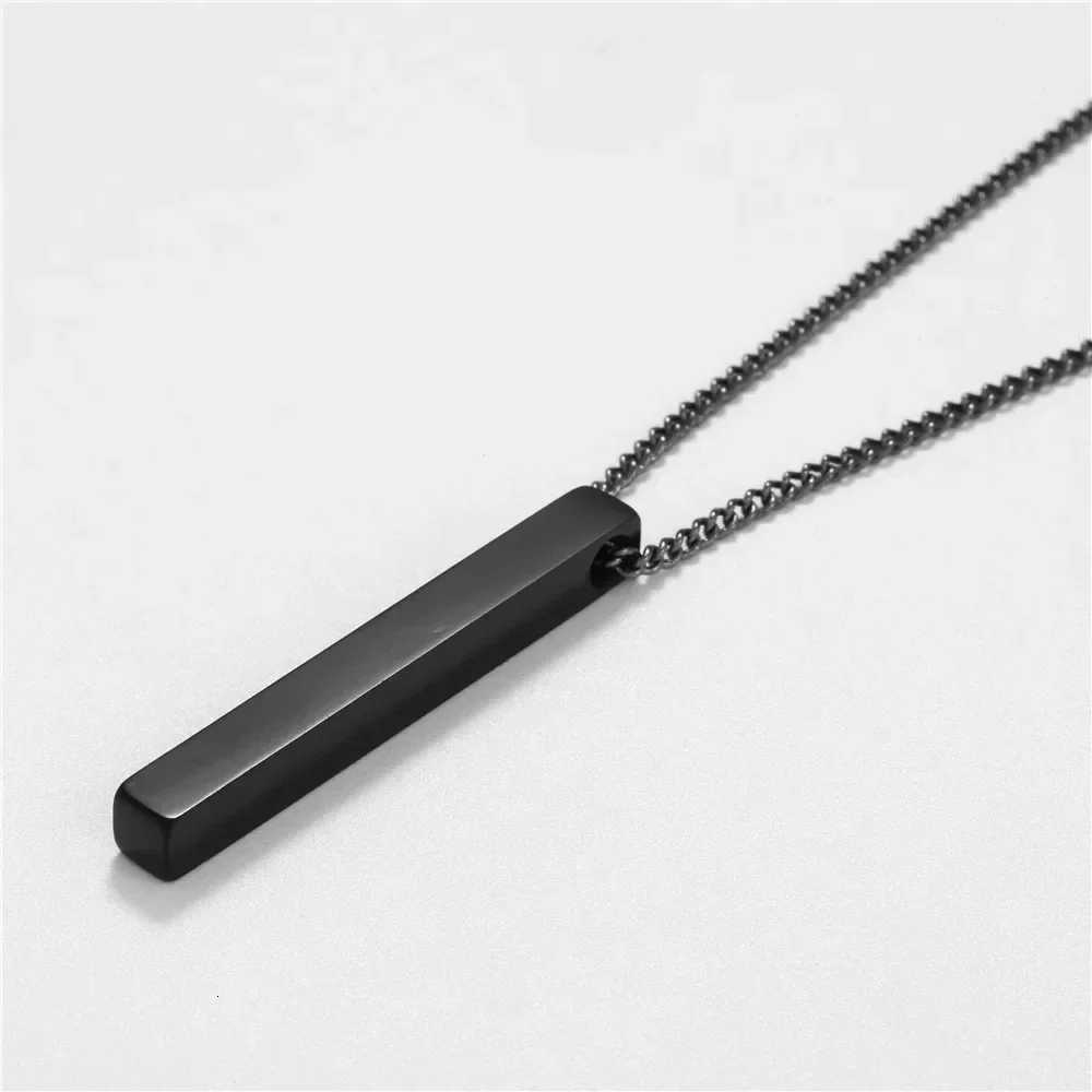 Fashion Geetric Rectangular Necklace for Men Hip-hop Retro Three-dimensional Column 2mm Pendant Ma Dinant Jewelry Gift W250712