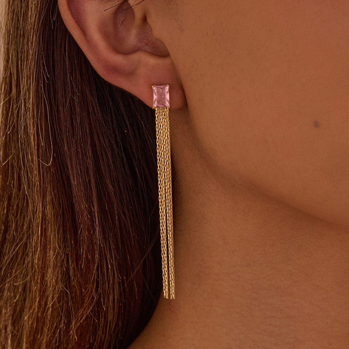 New Summer Collection European and American Style Stainless Steel Fringe Diamond Set Cubic Zirconia Earrings with High end Aesthetic and Cool Design