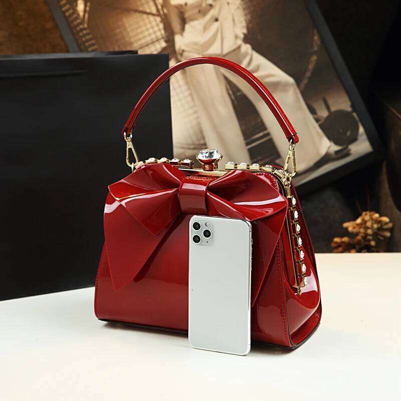 Small Female Dia Fashion Wild Leather Women Evening Middle-aged Bow-knot Bag Mother Handbags Party Shoulder Bags