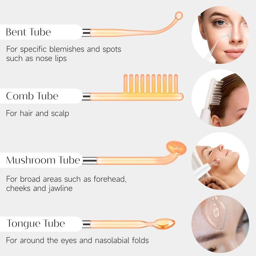 DARSONVAL High Frequency Electrode Wand Hine Neon Electrotherapy Glass Tube Acne Spot Wrinkles Remover Beauty Facial Care