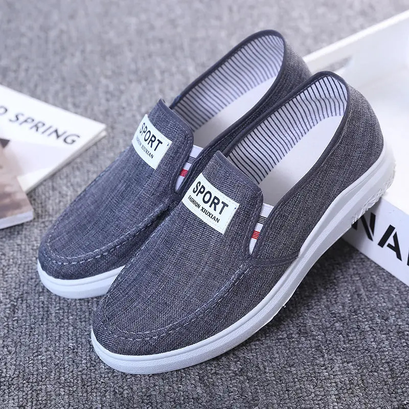2025 Men Casual Shoes Slip on Canvas Fashion Sneakers Breathable Summer Walking Loafers Non Slip Comfortable Youth Skate Flats 250708