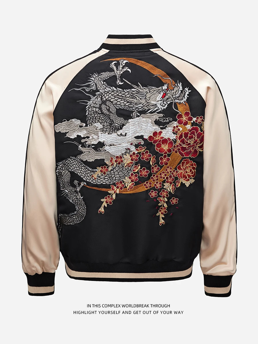 Heavy Embroidery Dragon Jaet Coat Youth Sle Baseball orm Windbreaker for Men And Women Casual Autumn Outerwear 250708
