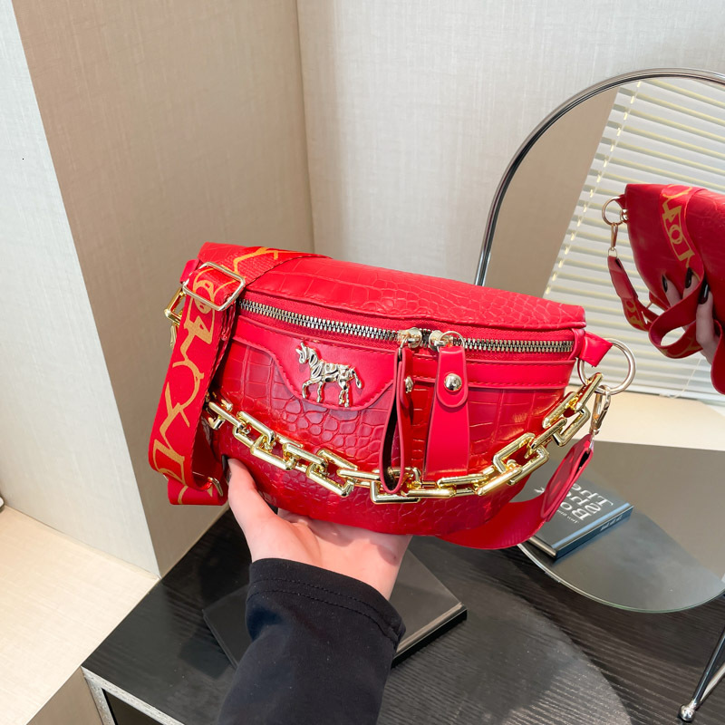 Luxury Brand Designer Bag Foreign Trade Chest Bag For Women 2024 New Korean Style Trendy Fashion PU Single Shoulder Bag Chain Casual Versatile Crossbo