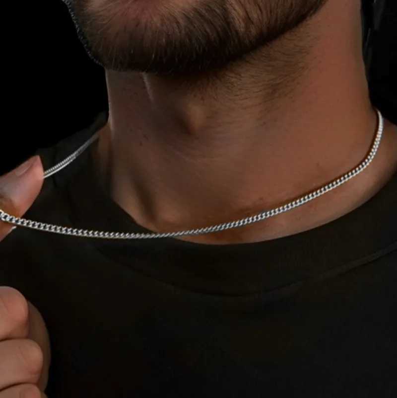 3mm Mens Cuban Chain Necklace Simple Stainless Steel Necklace Fashion Titanium Steel Jewelry Trend Party Accessories Gifts W250712