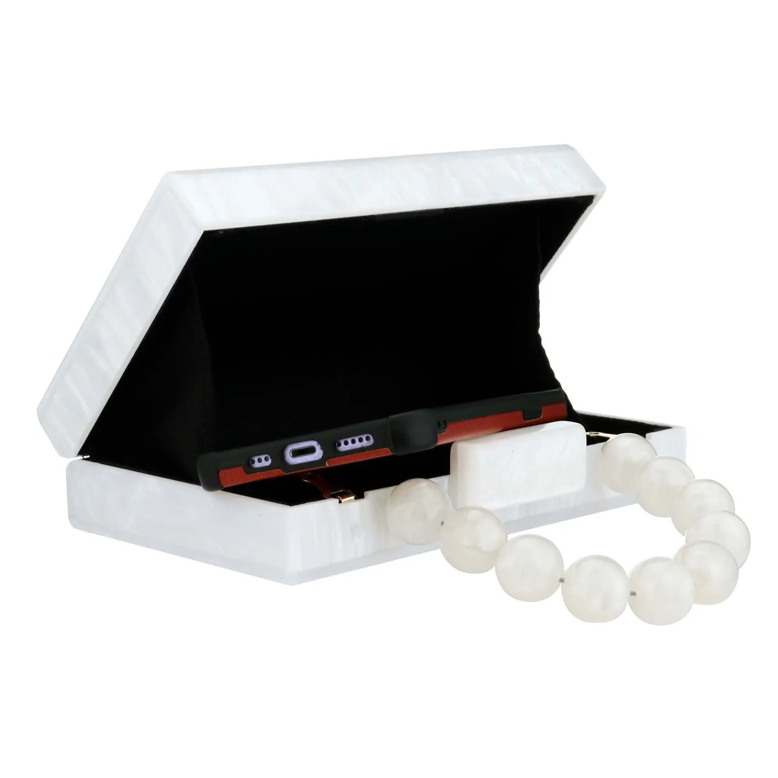 Lady Handbag Acrylic Pearl Banquet Bag Shopping Wedding Beach Evening Party Fashion Square Hand Bags PVC Women Purse 250708