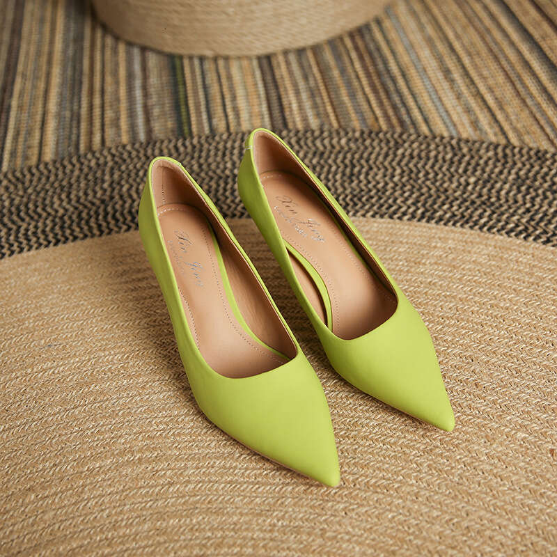 3351-18 Stiletto Black French Pointed Toe High Heels 2023 Professional Simple Comfortable Work Single Shoes for Women