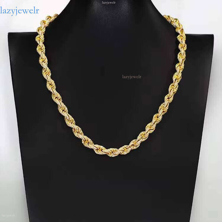 Hot Sale Hand Make VVS Moissanite Dia GRA Certificate 8mm Gold Plated Solid Sier Rope Cuban Link Chain