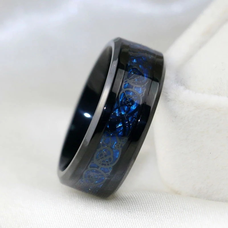 Charm Couple Ring Stainless Steel Black Mens Blue Zircon Ladies Set Valentines Day Wedding Metal 250704