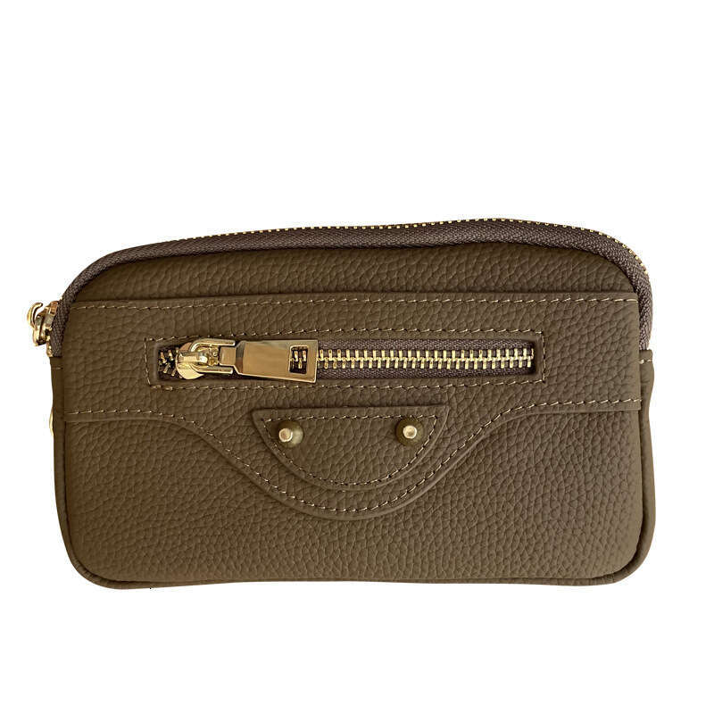 Top Layer Cowhide Women's Clutch New Motorcycle Bag Large Capacity Double Zipper Phone Holder Genuine Leather Handbag