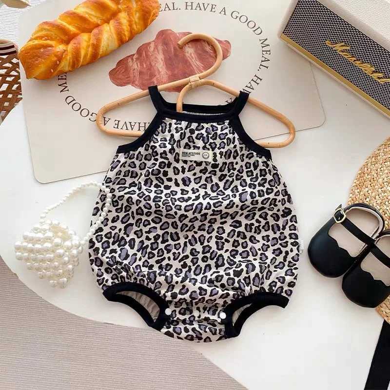 Girls Spaghetti Strap Leopard Bodysuit Sleeveless Tank Top Cotton One-Pieces Summer Baby Clothes Outfit Pack Z250712