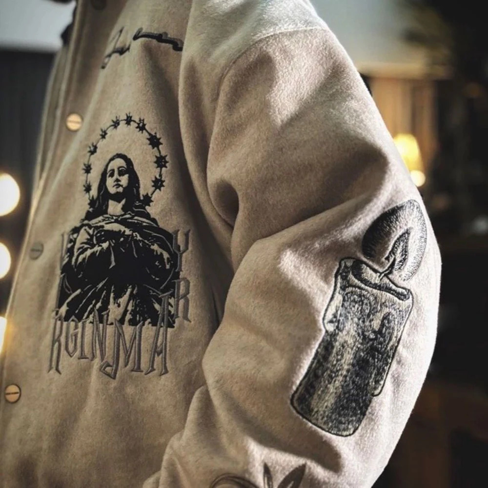 Trendy Heavy Embroidered Baseball Jacket American High Street Fashion Y2k Jacket Unisex Loose Retro Casual Hip-Hop Jacket Men 250708