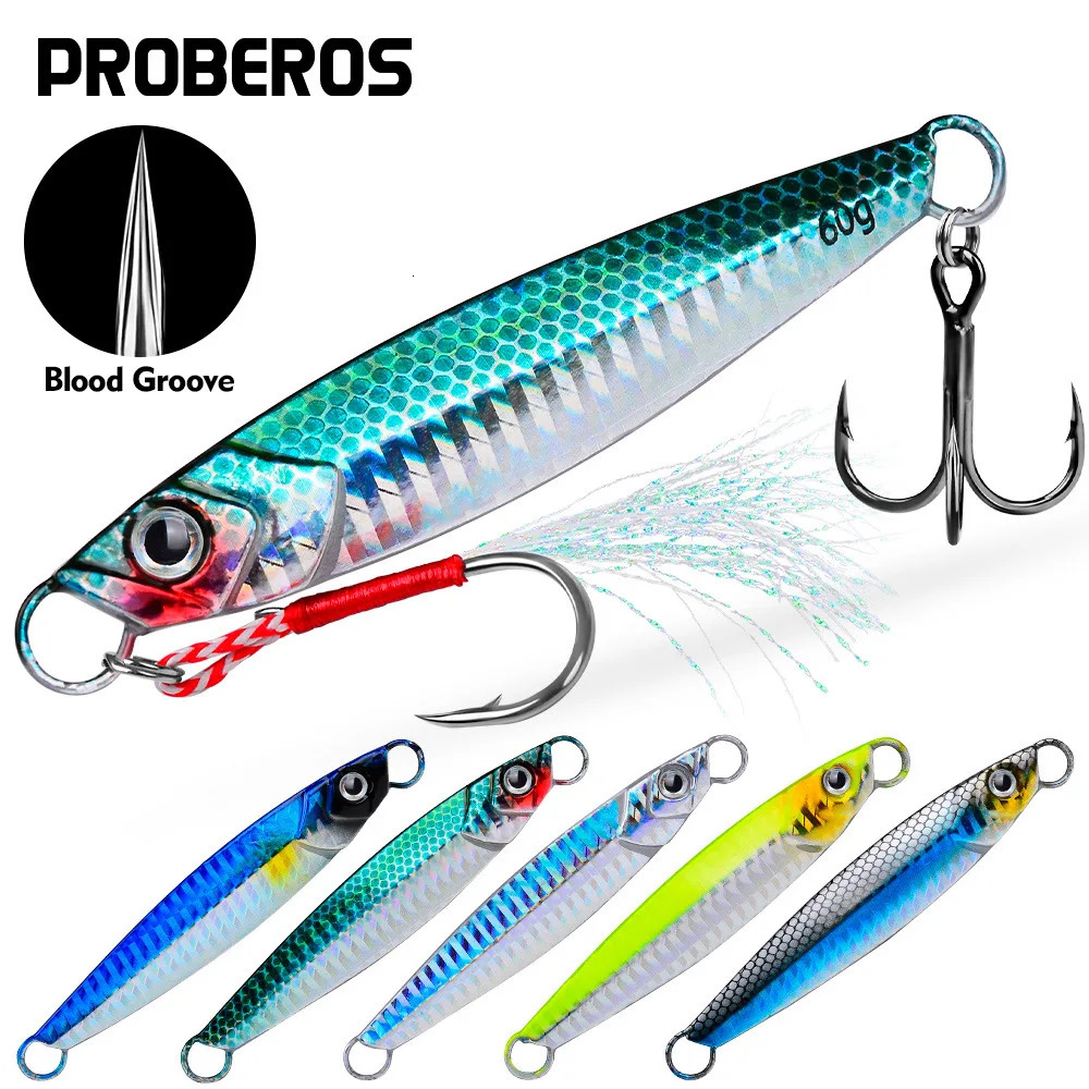PROBEROS Luya Iron Plate Sea Fishing Metal Bionic Bait 17g21g24g30g40g60g Double Hooks Luminous Wholesale 250708