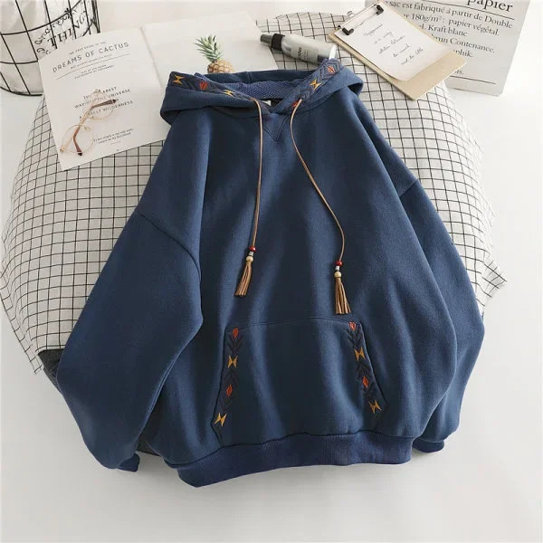 Winter 2023 Hooded Versatile Sweatshirt Loose Fit Korean Style Top Layered Clothing Comfortable Warm Thick Womens Hoodie 250707