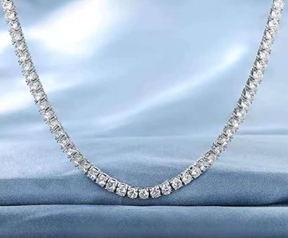 Fashion Jewelry Necklaces 3 MM Tennis Moissanite Lab Grown Diamond Necklace
