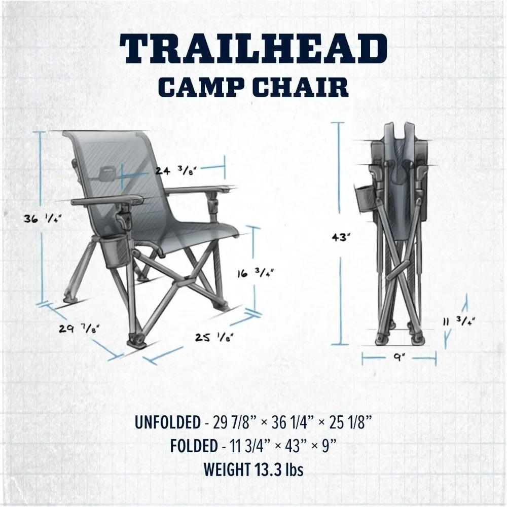 Charcoal Foldable Chair Trailhead Collapsible Camp Chair Chaise Lounges Outdoor Furniture Chairs for Living Room Camping Folding