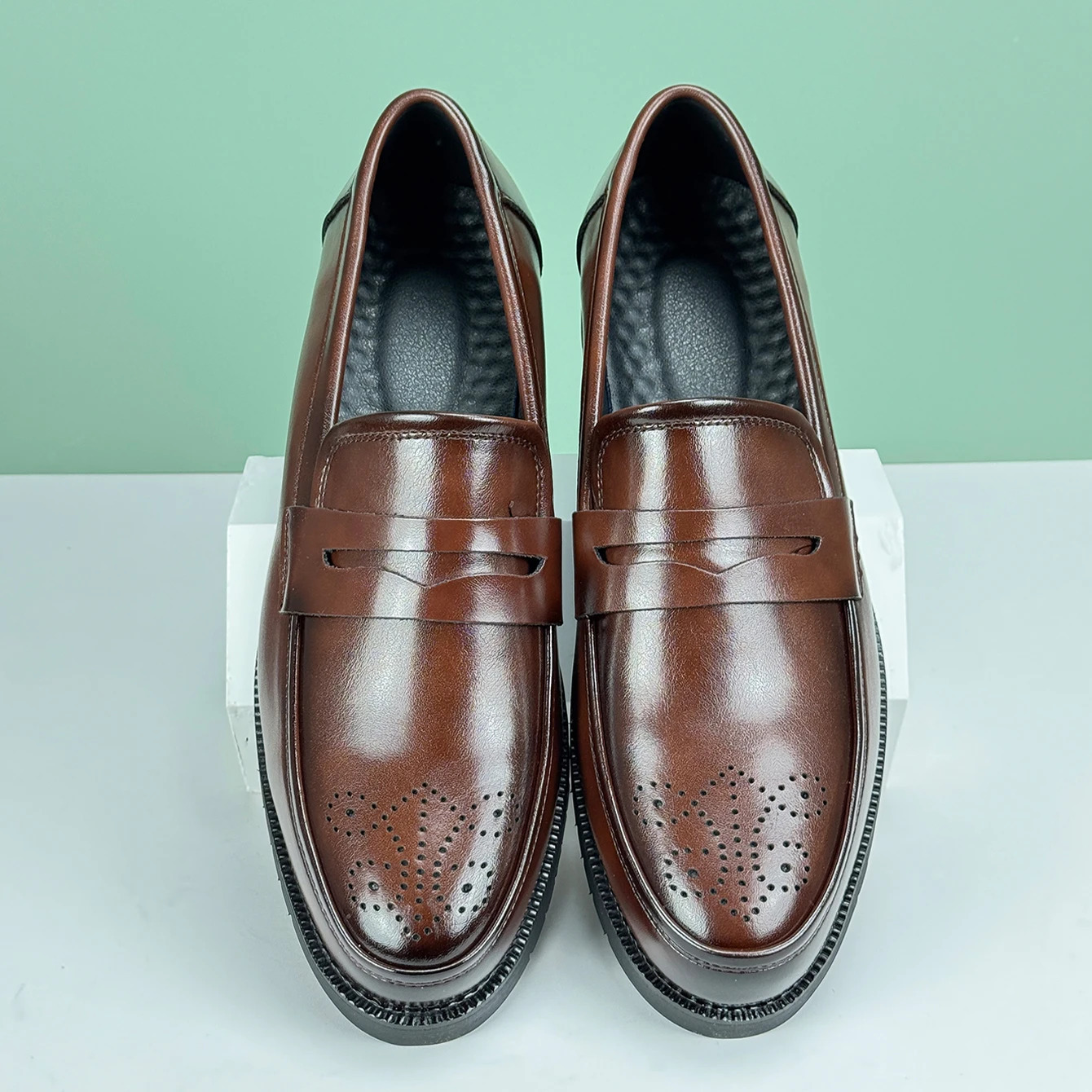 Mens Formal Leather Shoes British Style Oxford Loafers Round Toe Breathable Non-Slip Business Dress Wedding Office Casual Shos 250712