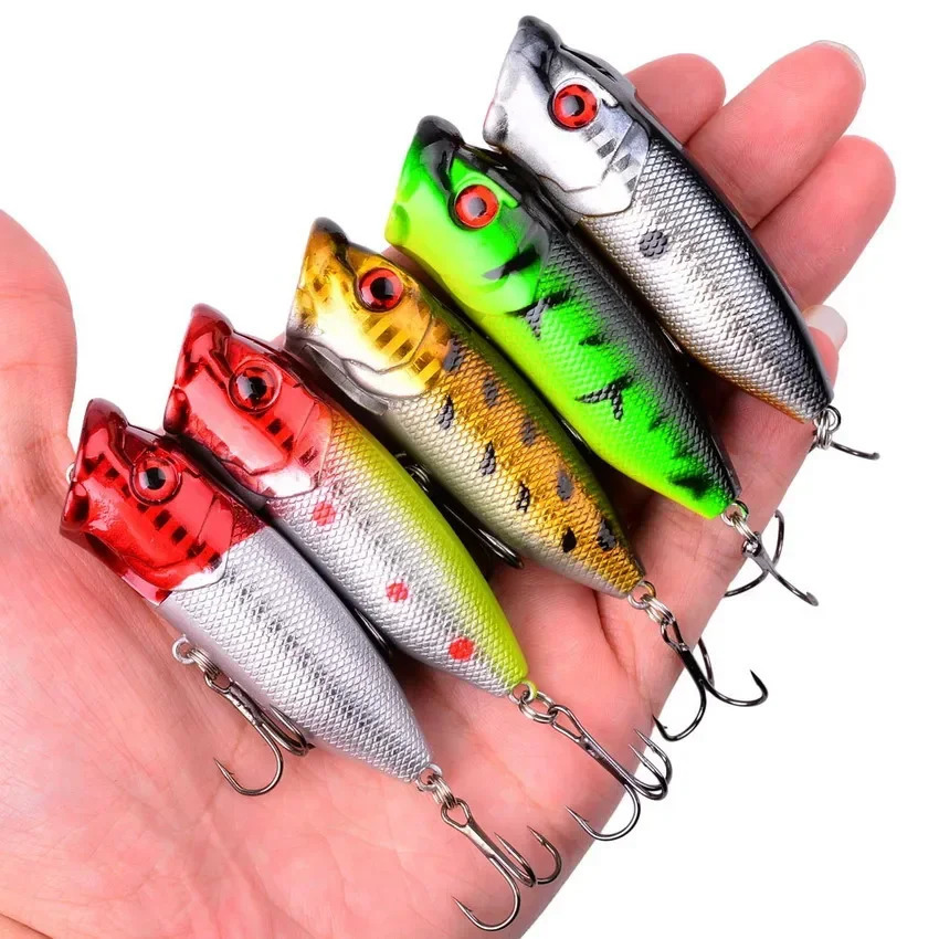 1Pcs 7cm 12g Popper Fishing Lure Hard Artificial Bait Topwater with 2 Treble Hooks Carp Lures Wobbler Crankbait Pesca 250708