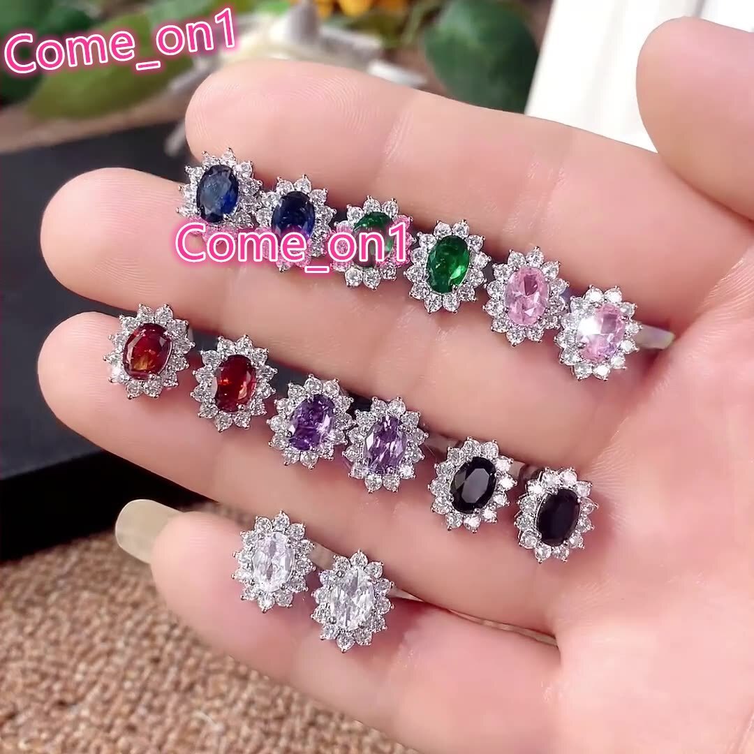 Earring Clip Silver Bling Diamond Earrings Elegant Emerald Gemstone Trendy Cubic Zircon for Engagement and Party