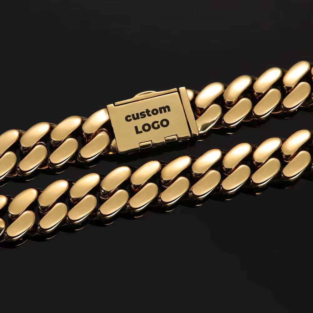 Hip Hop Custom Jewelry All Size Silver Cuban Chain Necklace Hip-Hop Cuban Chain Fashion Jewelry 12mm-22mm Chain 18k Plated