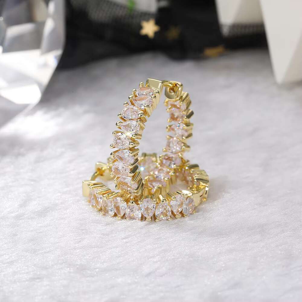 High-quality Silver Color/Gold Color Earrings Women Wedding Party Hoop Earring Versatile Luxury Cubic Zirconia Jewelry