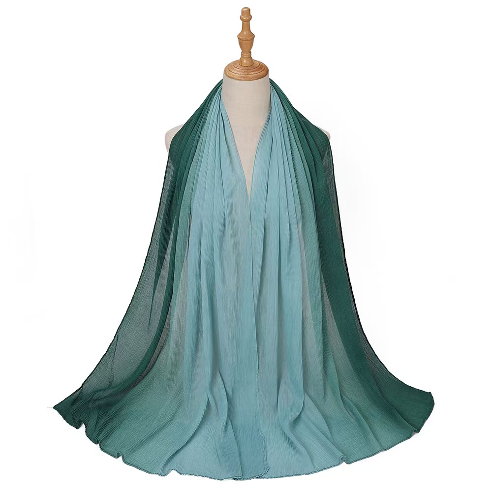 T1200 New Malaysian headscarf color matching wrinkled scarf ladies headscarf gradient color scarf