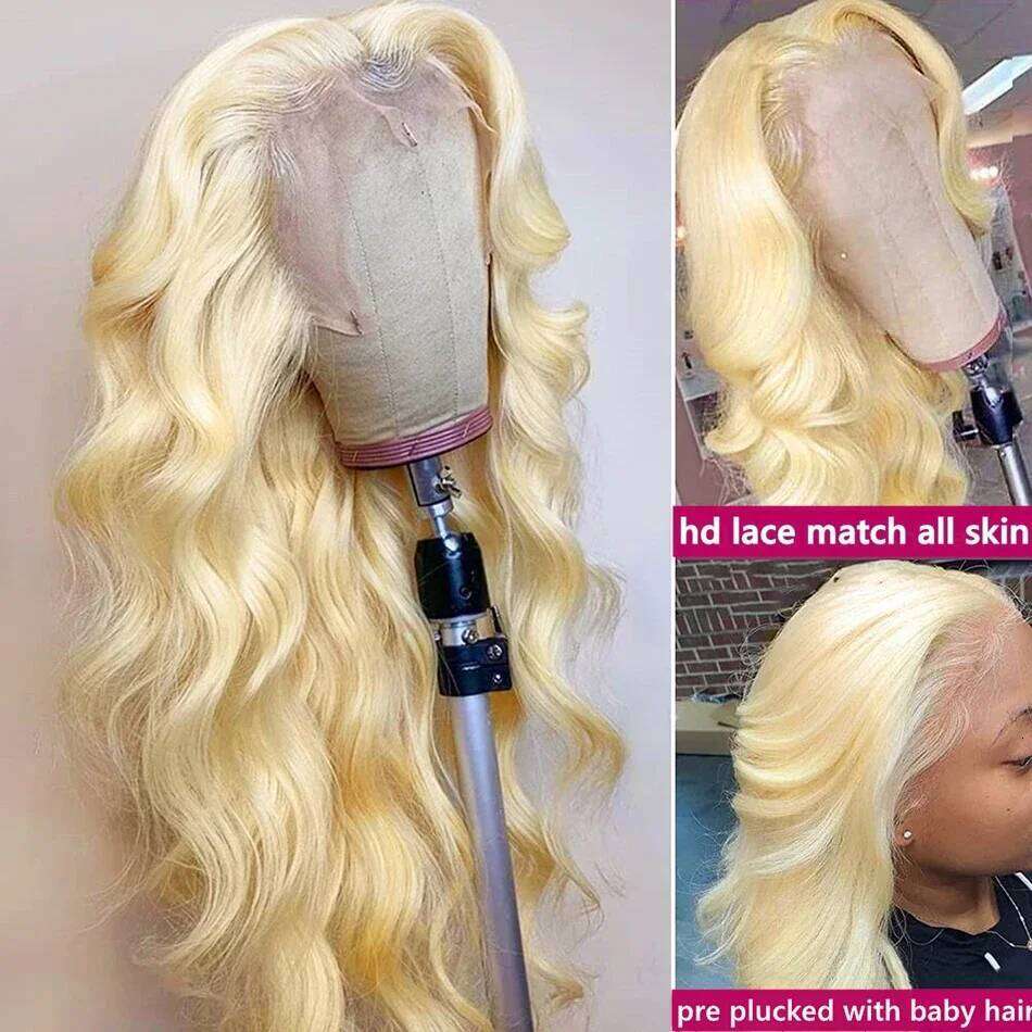 Mossily Blonde Body Wave Front HD Transparent Lace 13x4 13x6 Human Hair Wig 613 Pre Plucked Full Frontal Wigs For Women