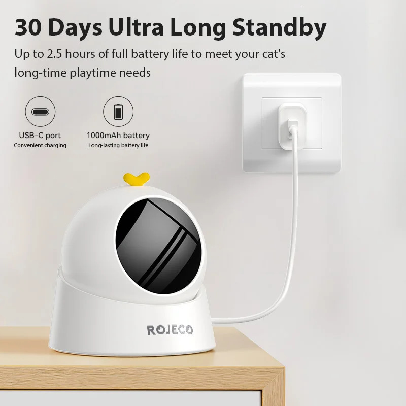 ROJECO Automatic Pet Toy Interactive Adjustable Electric Cat Laser Toy Indoor Smart Teasing Laser Cat Toy For Kitty Dog Supplies 250708