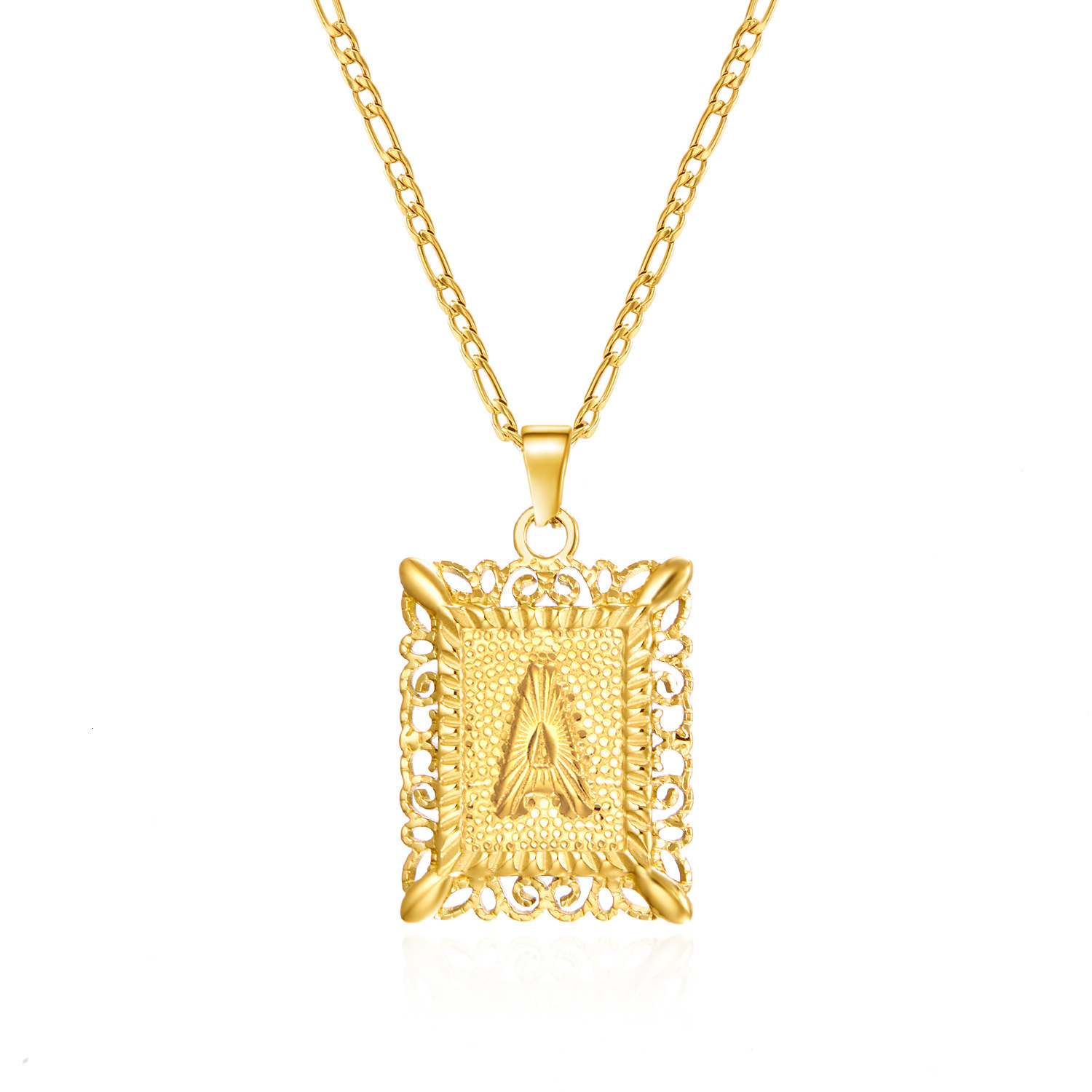 Luxury Jewelry Designer Jewelry Cross-border Fashion New Letter Necklace Creative Versatile Gold 26 Letter Square Stainless Steel NK Chain Necklace Wh
