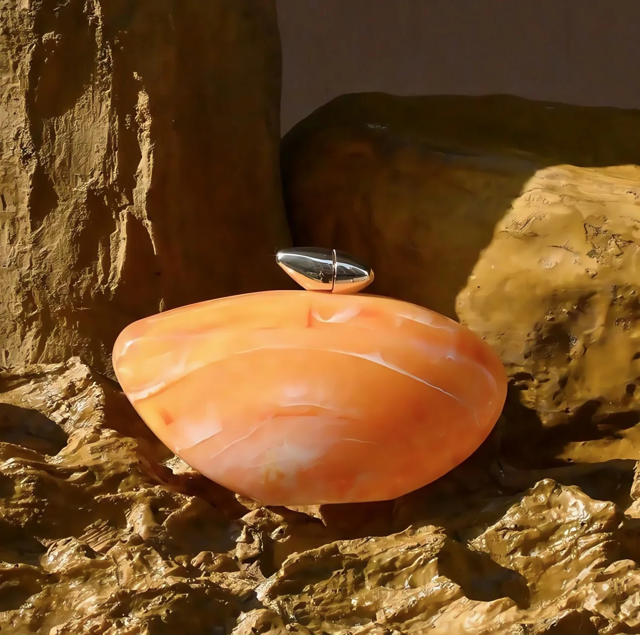 Pearl orange Marble Stylish Women Acrylic Evening Messenger Bag Solid Shell Wedding Party Clutch Purse Dress bag 250708