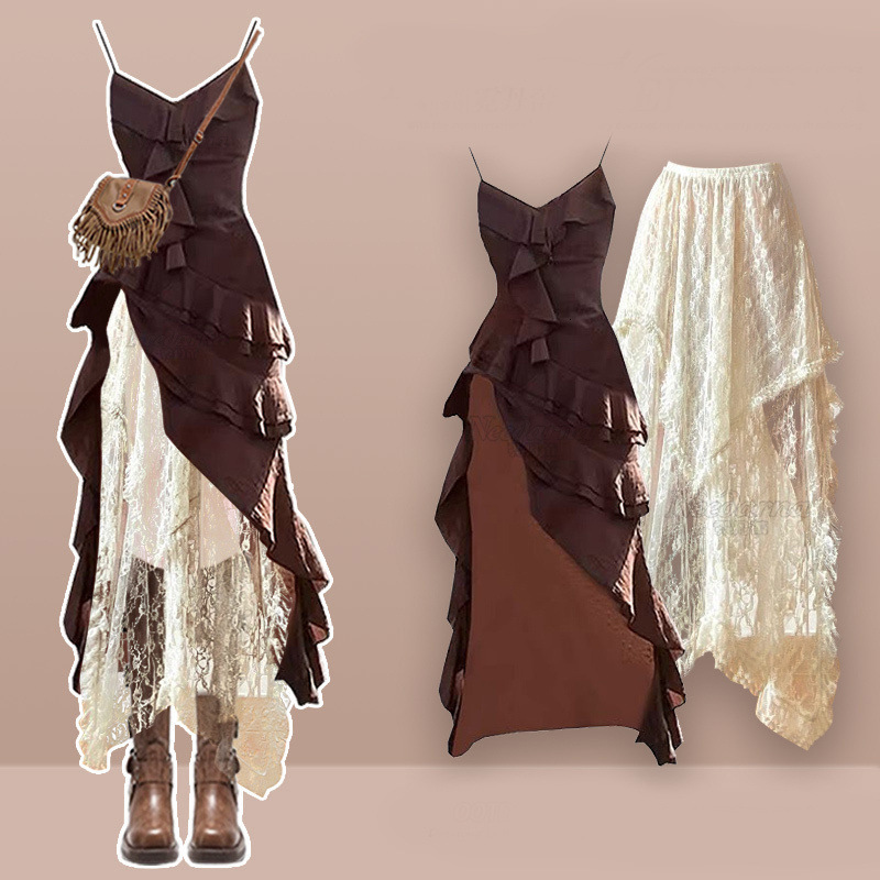 Summer New Women's Skirt Travel Style Dress Summer New Fashion Bohemian Style Holiday Belt Long Dress New Fashion Luxury Designer Women's Sk